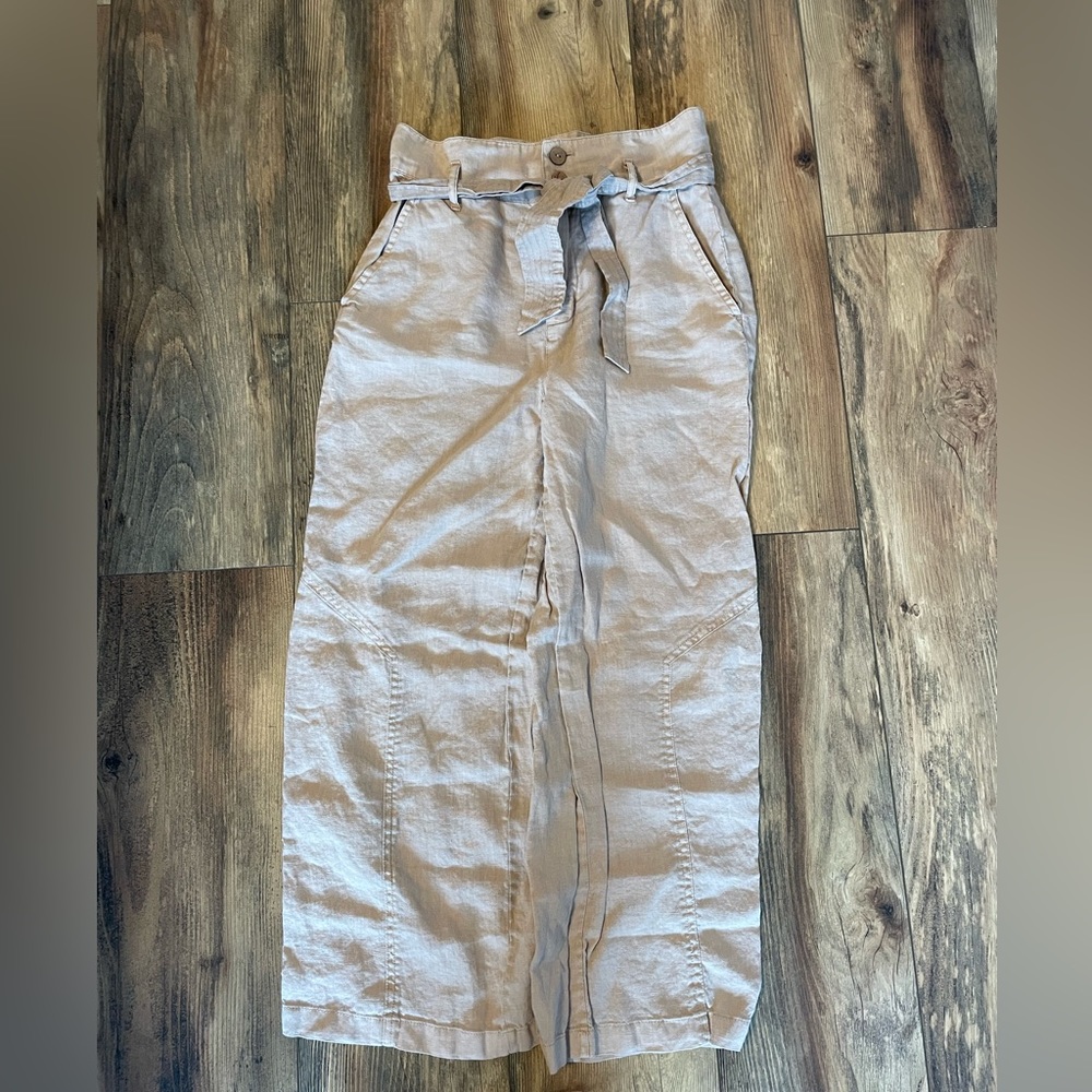Women linen high waisted pants
